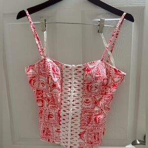 Lilly Pulitzer Red and White Patterned Blouse